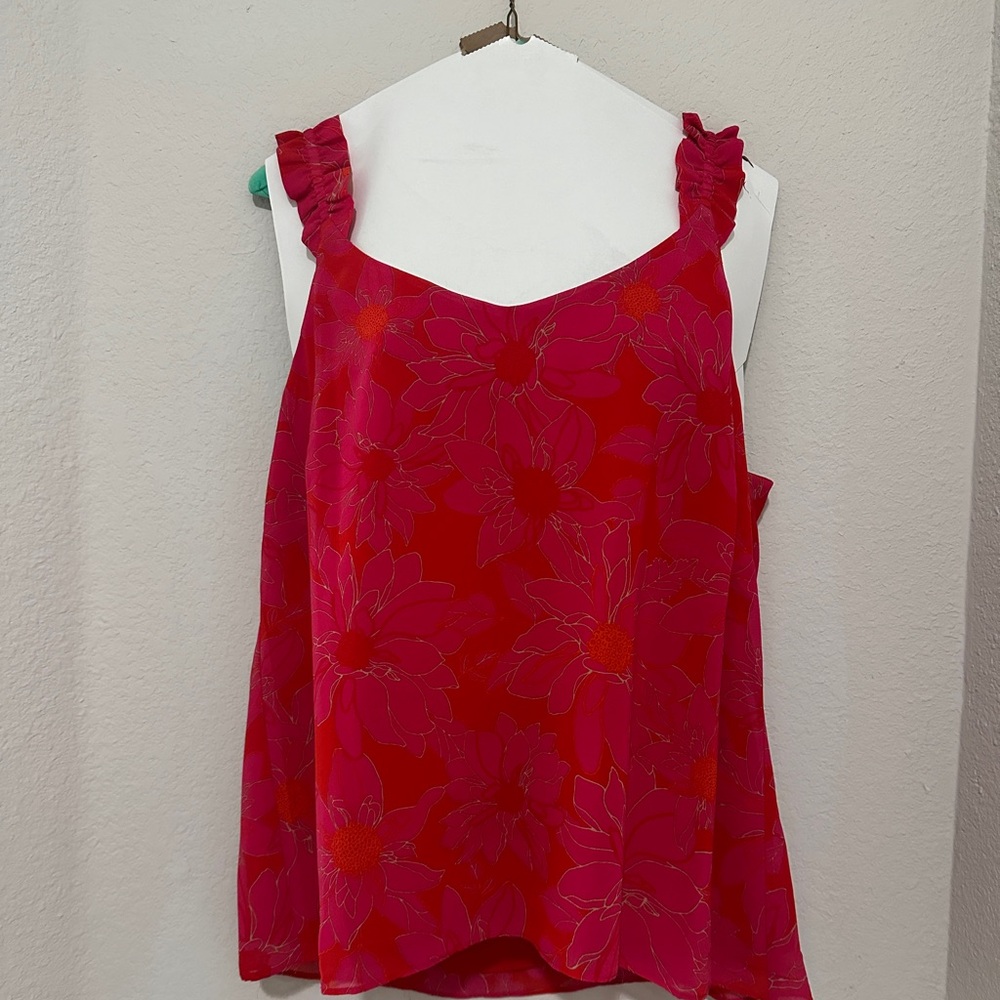 Rose + Olive ruffled tank